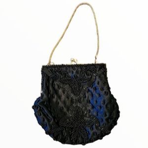 Vintage Black Beaded Sling Bag